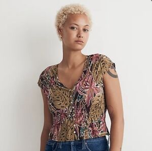Madewell Tropical Floral Crop Top Blouse Size Small
